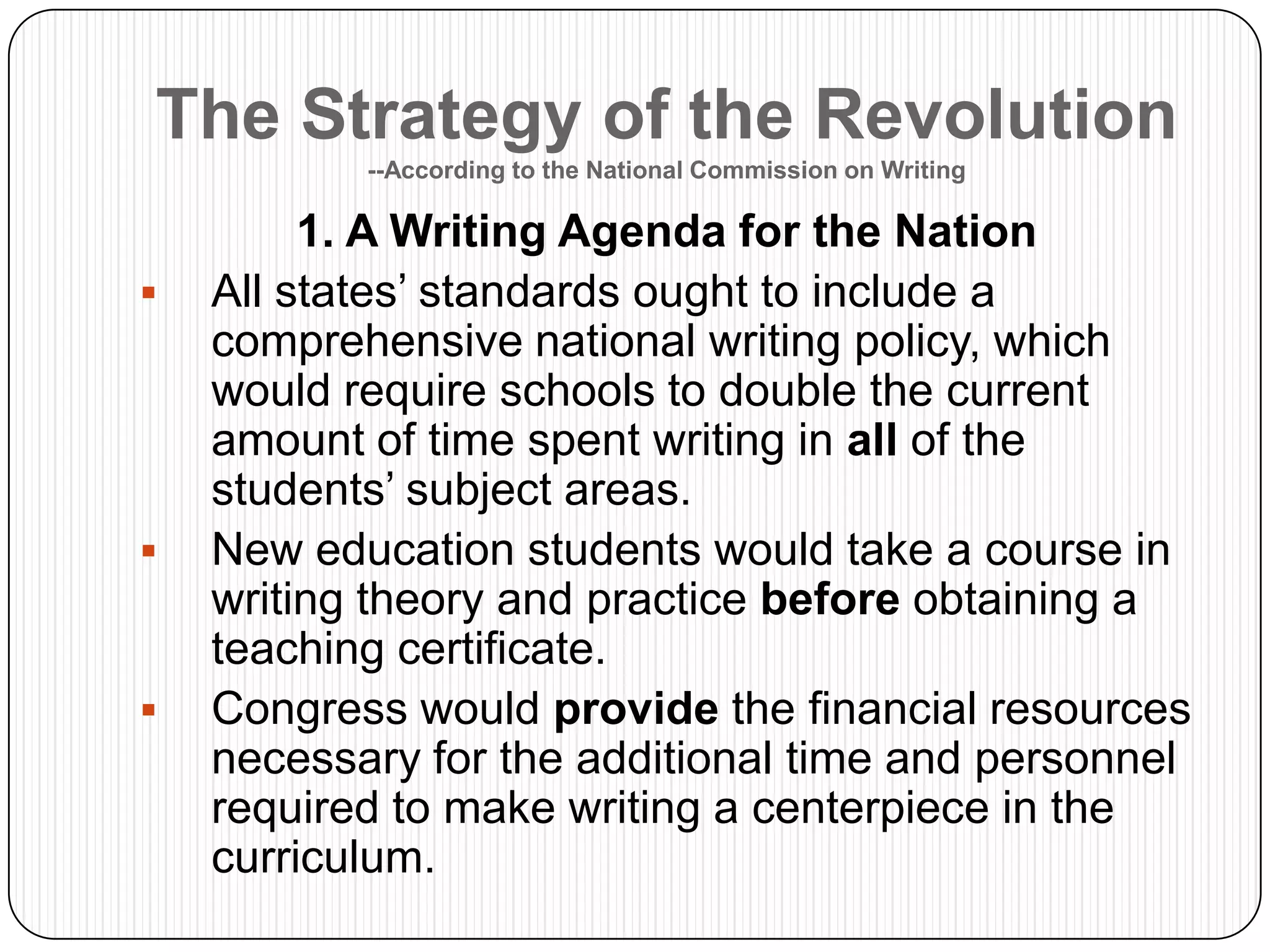 Changes in college-level writing curricula.
