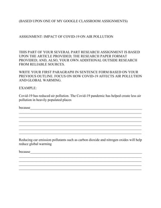 Google Classroom Pollution Assignment