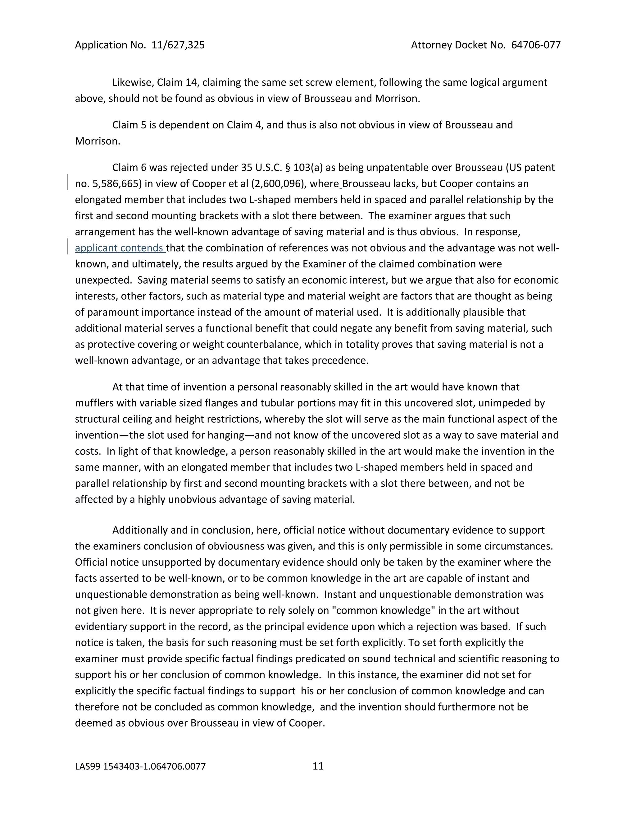 [Writing Sample] USPTO Office Action Response by Bryan Johnson | DOC
