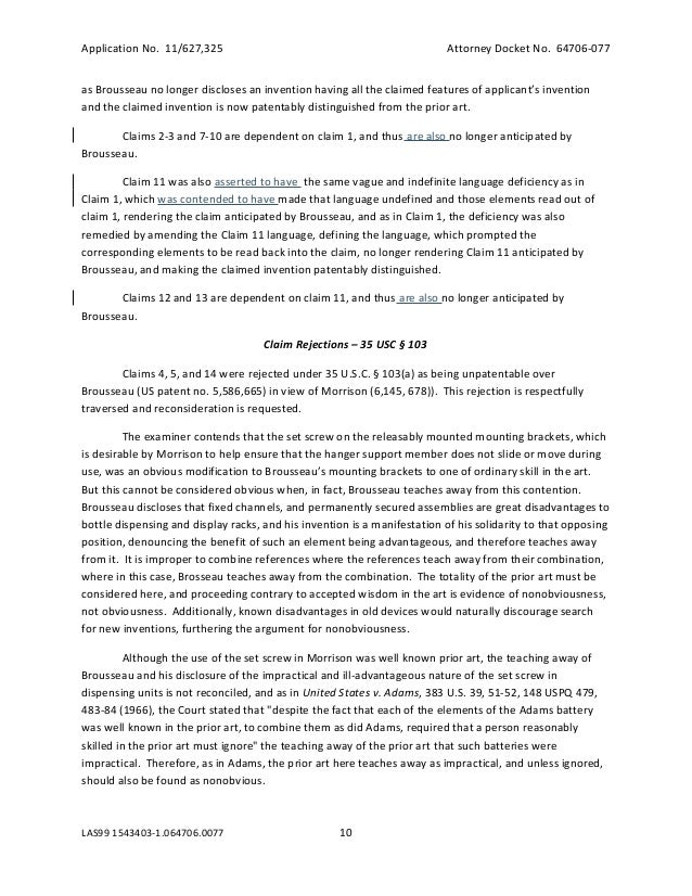 writing sample uspto office action response by bryan johnson sample patent application