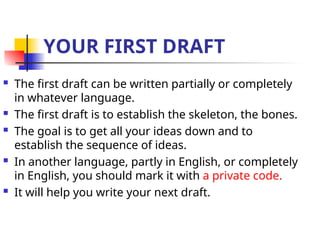 Partly Writing Writing and presenting in English (slides) | PPT