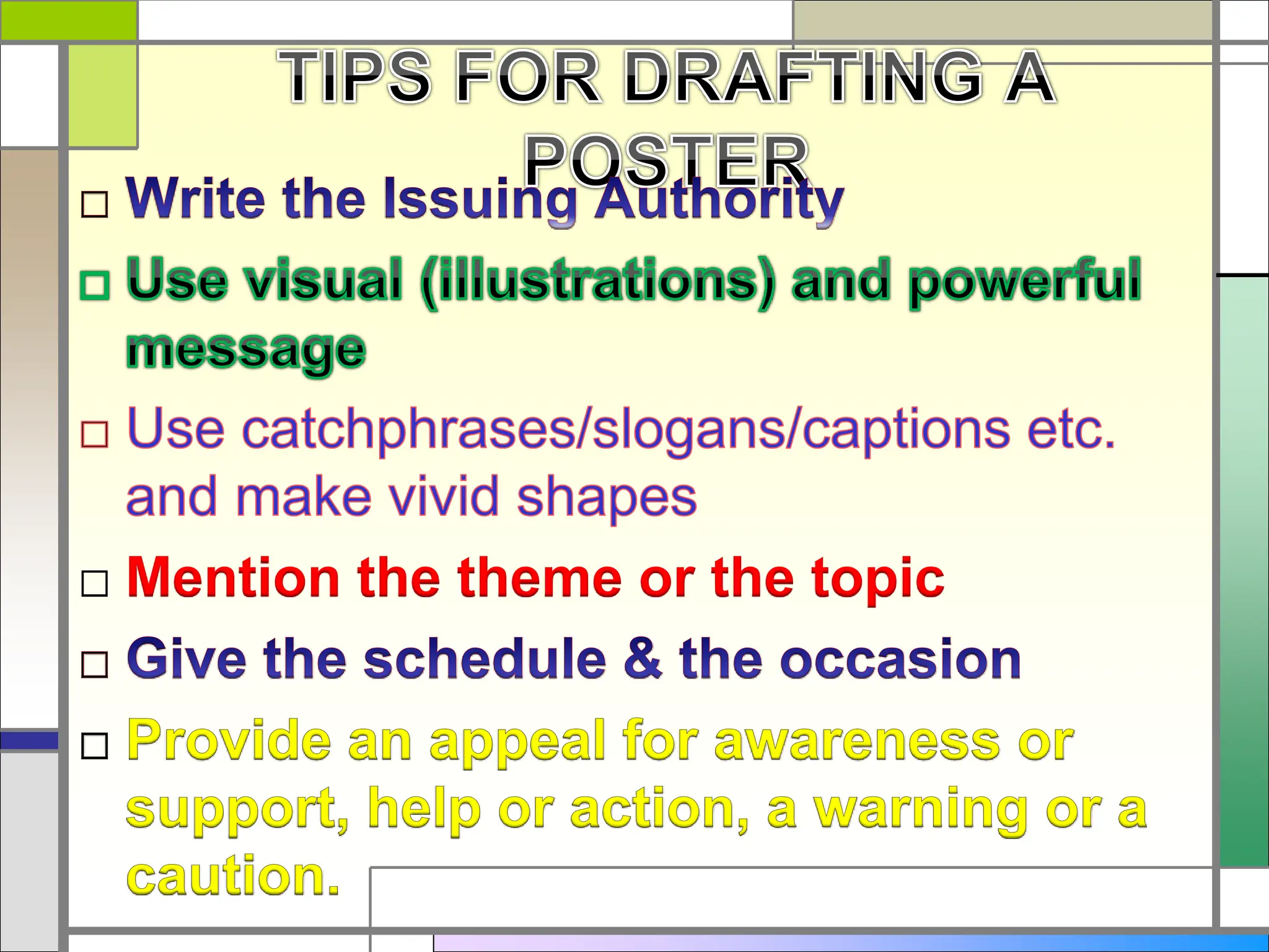 □ Mention the theme or the topic
 