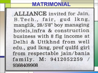 MATRIMONIAL
 