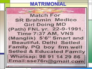 MATRIMONIAL
 