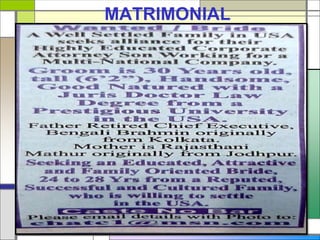 MATRIMONIAL
 