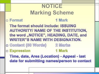 NOTICE
Marking Scheme
 