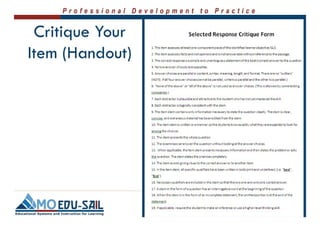 Writing Selected Response Items
