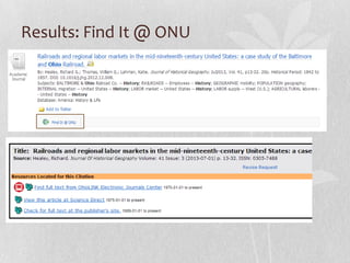 Results: Find It @ ONU
 