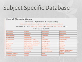 Subject Specific Database
 