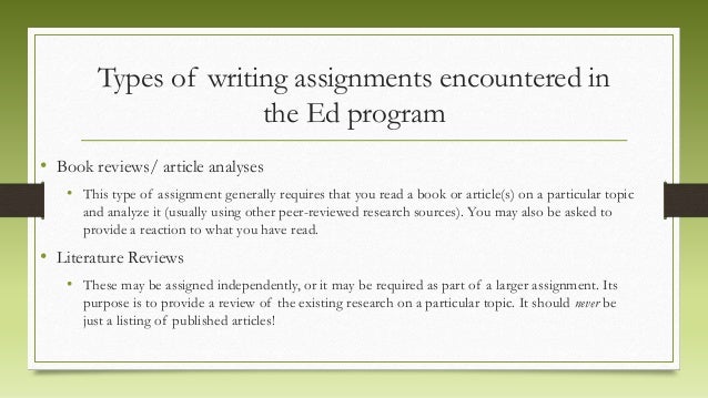 Kinds of assignments
