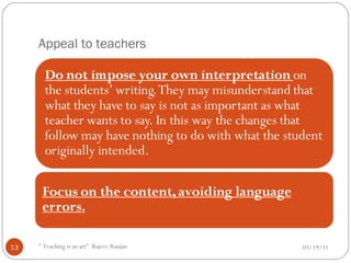 Appeal to teachers  03/19/11 " Teaching is an art"  Rajeev Ranjan 