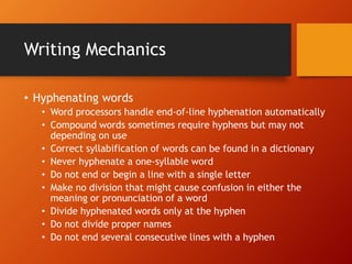 Writing Skills - Mechanics | PPT