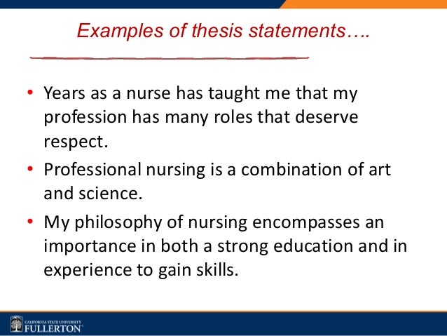 Nurses thesis statements