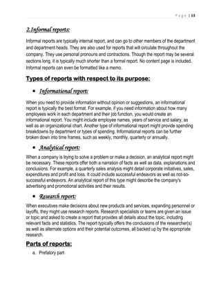 Informal Report Target Example Writing skills in business organization | DOCX