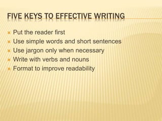 Writing skills presentation for BBA | PPTX