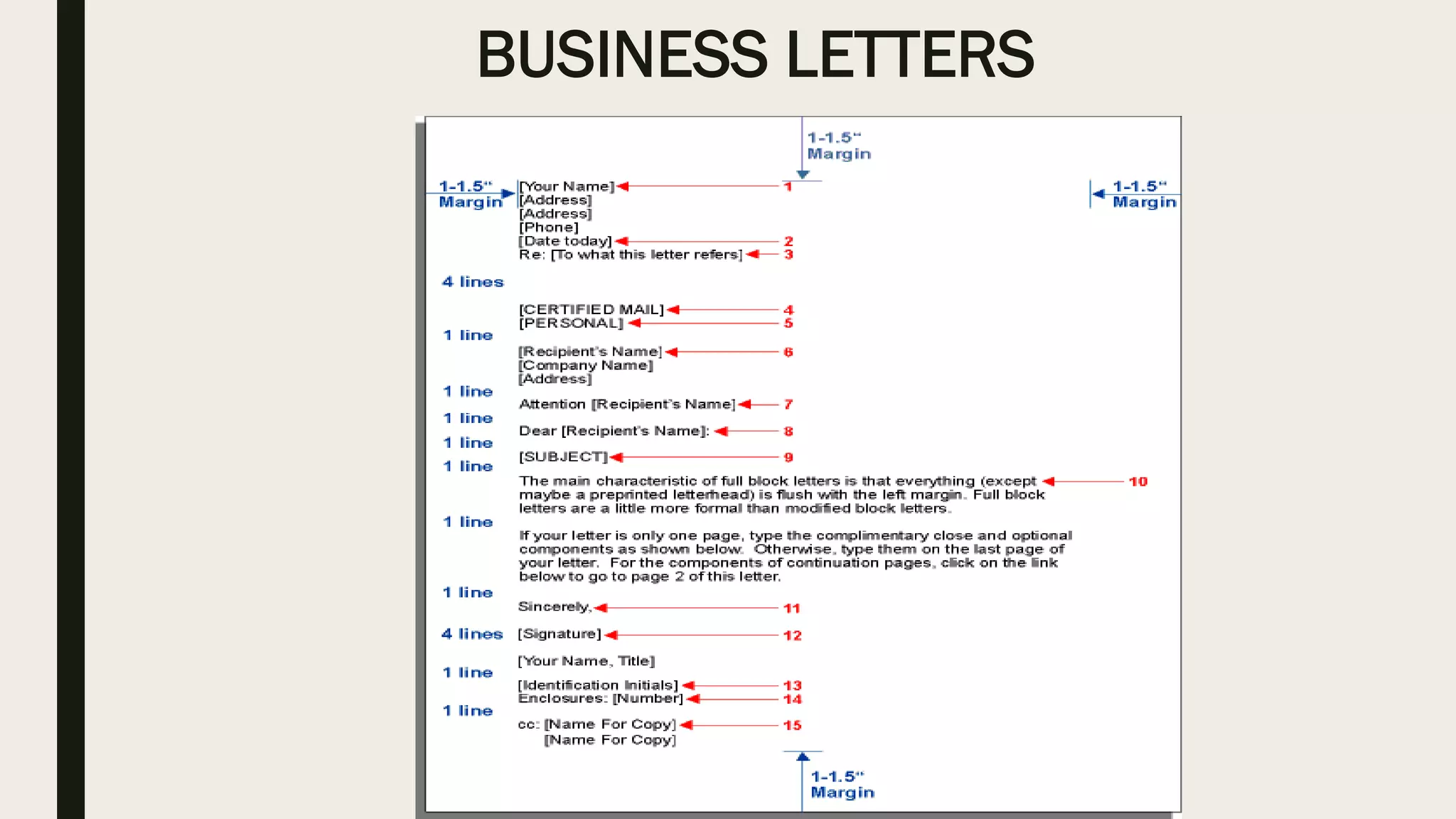 BUSINESS LETTERS
 