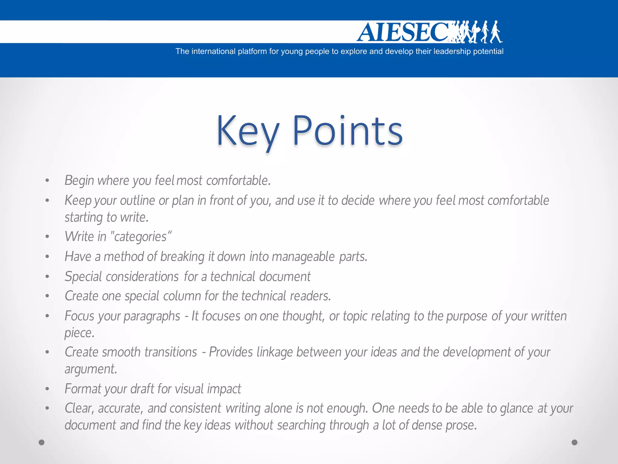 Key Points
•
•

•
•
•
•
•
•

•
•

 