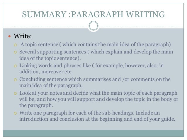 paragraph essay summary