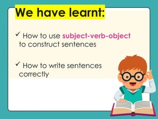 Writing Sentences Subject Verb Object Pptx