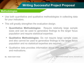 Writing Successful Project Proposal <ul><li>Use both quantitative and qualitative methodologies in collecting data for you...