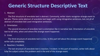 Descriptive Paragraph and Anecdote Text | PPT