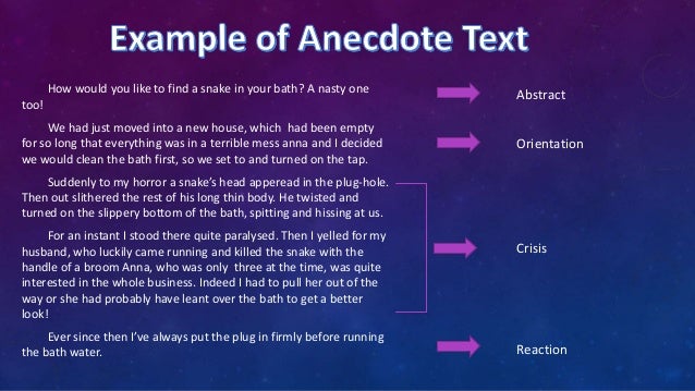 Descriptive Paragraph and Anecdote Text