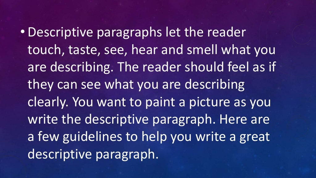 Descriptive Paragraph and Anecdote Text Descriptive Paragraph and Anecdote Text
