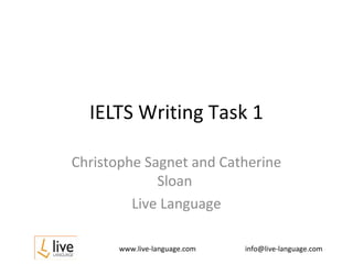 www.live-language.com info@live-language.com
IELTS Writing Task 1
Christophe Sagnet and Catherine
Sloan
Live Language
 