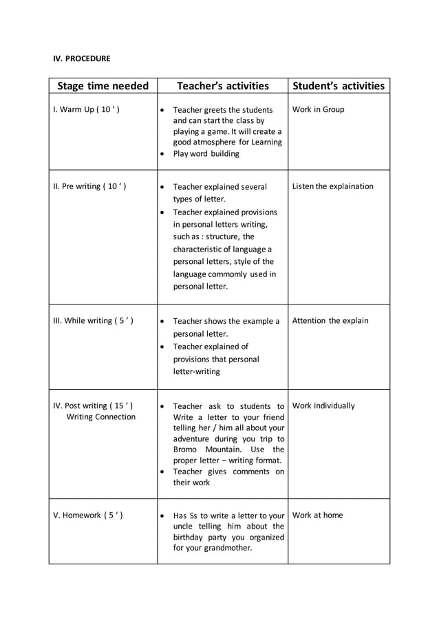 Lesson Plan : Writing | PDF