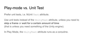 Writing Tests with the Unity Test Framework | PDF