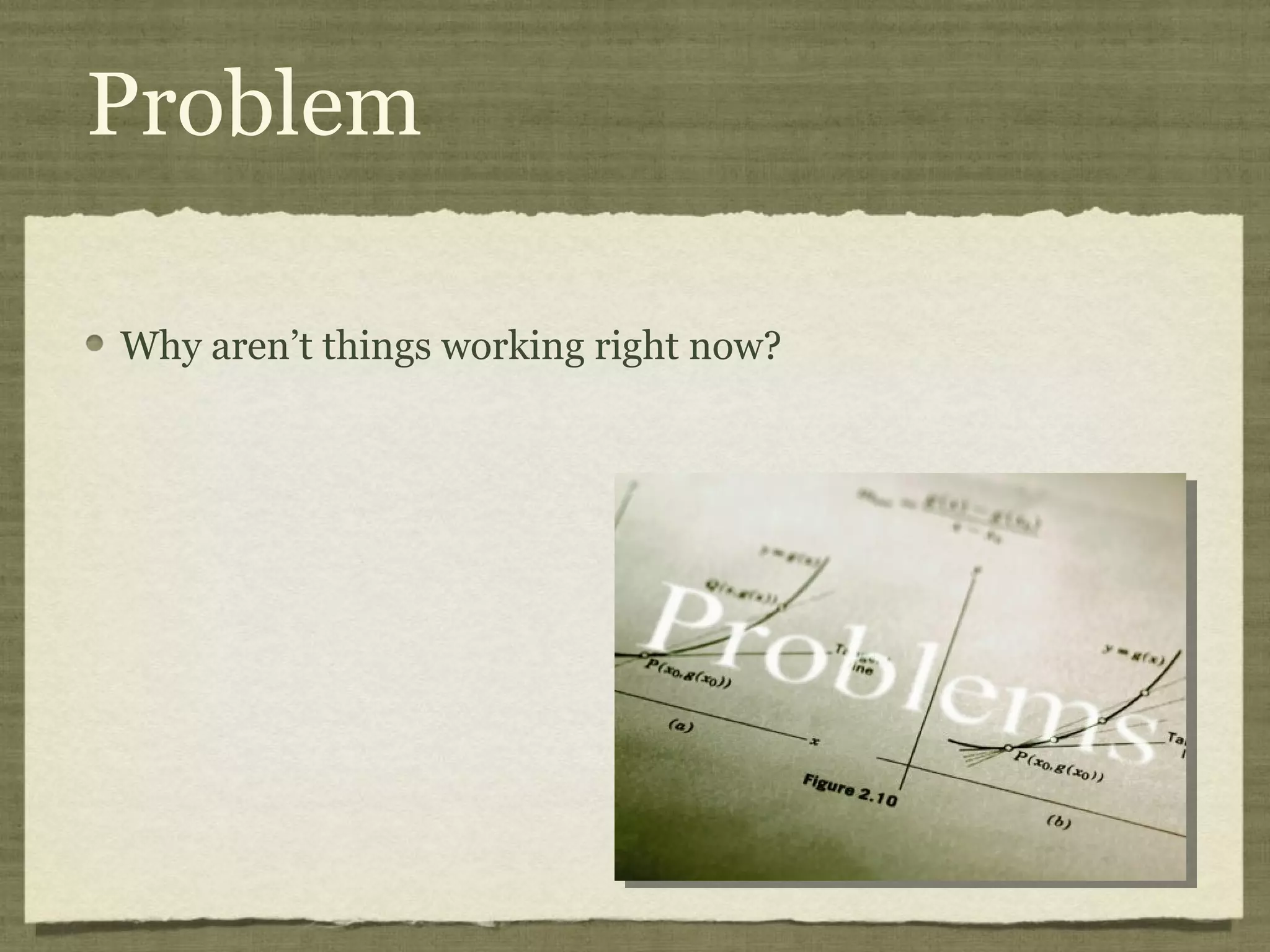 Problem

Why aren’t things working right now?
 