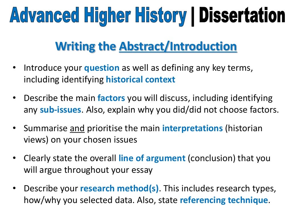 advanced higher history dissertation list