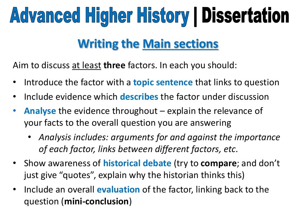 advanced higher history dissertation examples