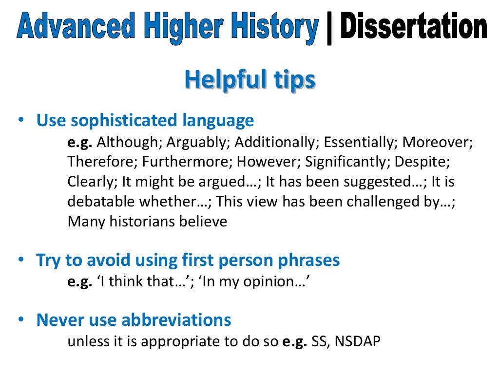 advanced higher history dissertation list