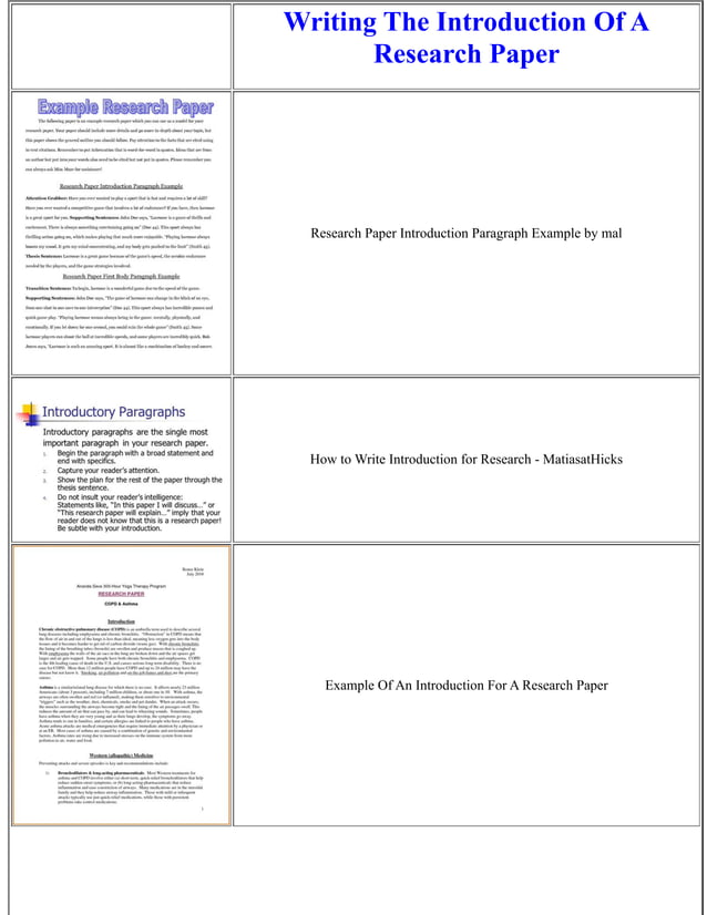 Writing The Introduction Of A Research Paper | PDF