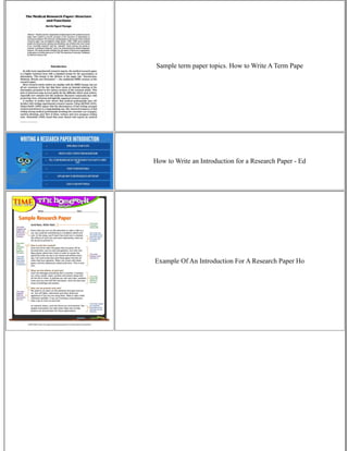 Term Paper Introduction Format Writing The Introduction Of A Research Paper | PDF