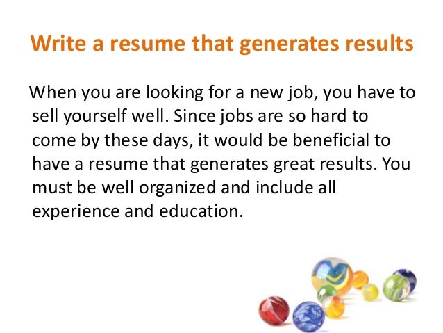 Write a resume that generates results