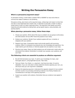 Writing the persuasive essay | PDF