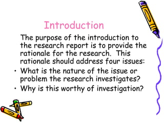 Introduction Rationalesurvey Report Example Writing the Research Report in commerce.ppt