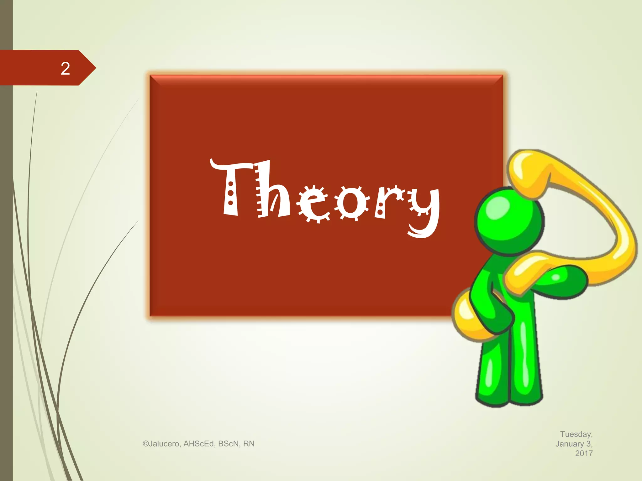 Theory
Tuesday,
January 3,
2017
©Jalucero, AHScEd, BScN, RN
2
 