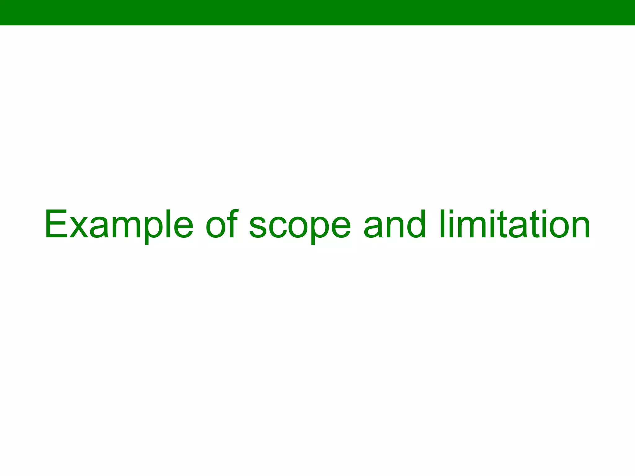 Example of scope and limitation  