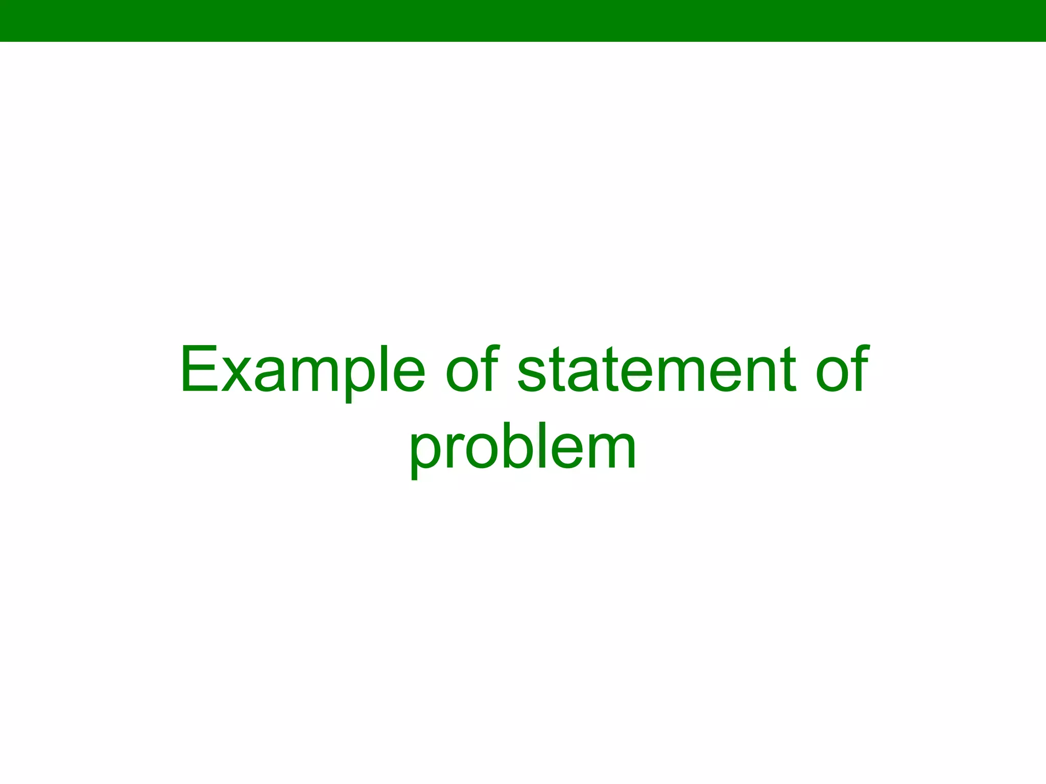 Example of statement of problem  
