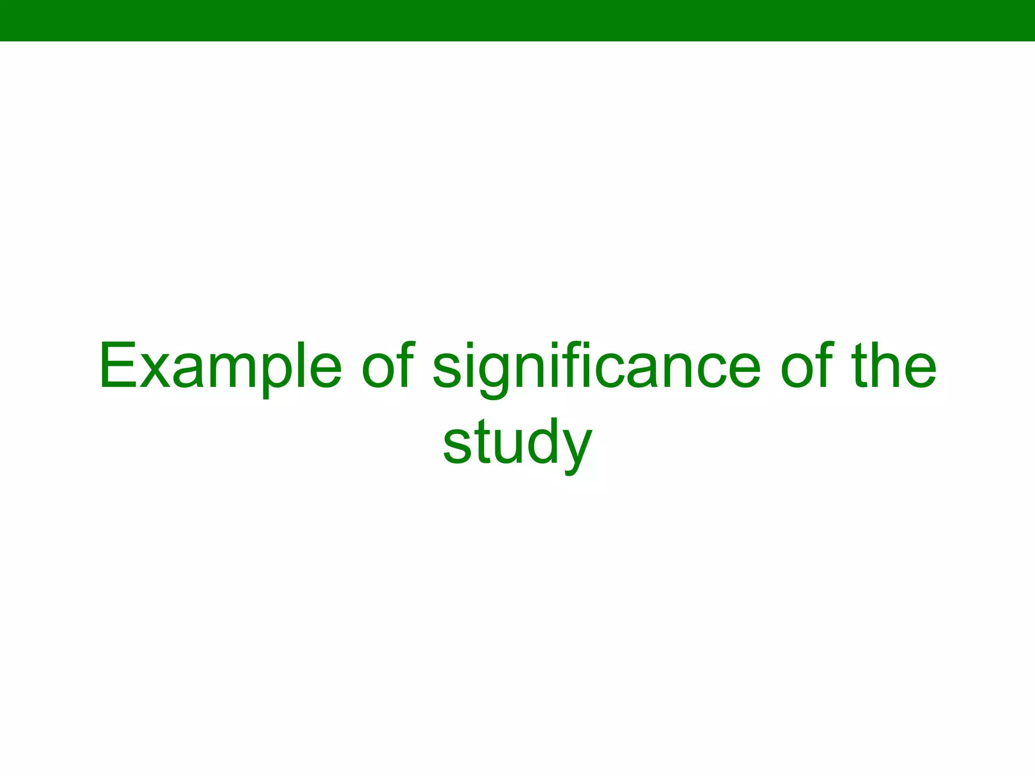 Example of significance of the study  
