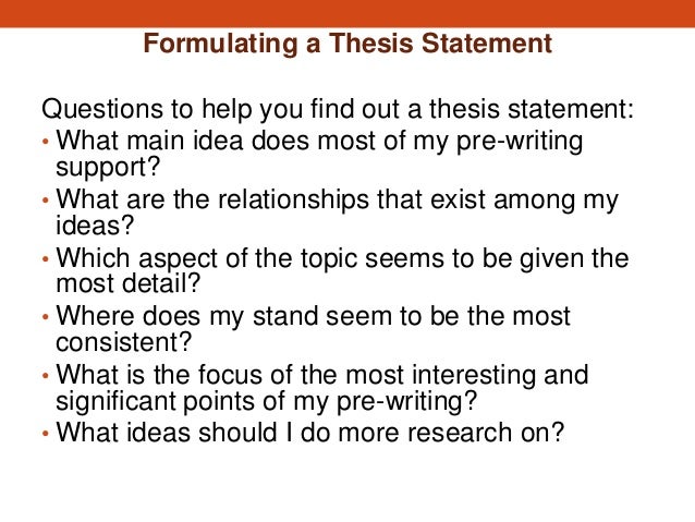 Thesis statement and main ideas