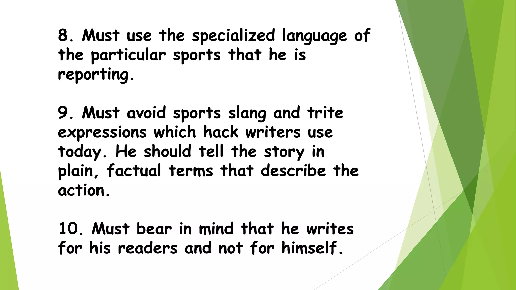 Writing the sports story | PPTX