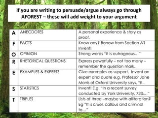 Writing to argue - info and ideas exam | PPTX