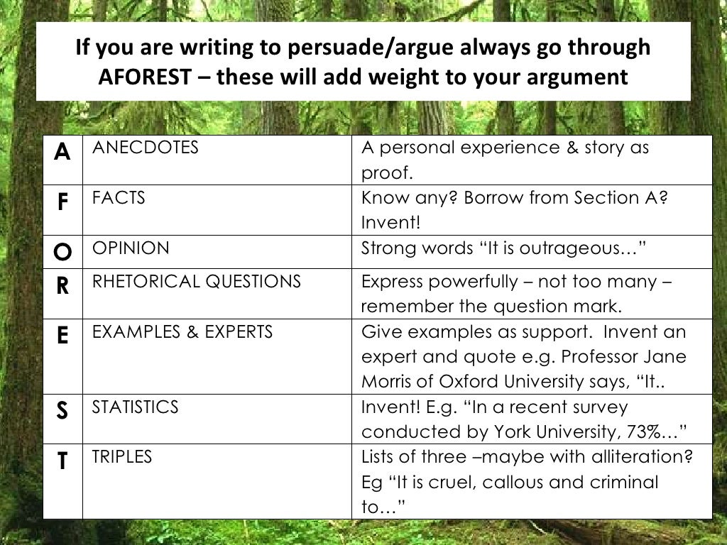 Writing to argue - info and ideas exam