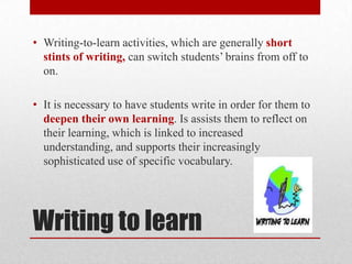 Point To Point Write Learning Writing to learn PD for staff | PPTX