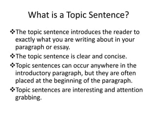 Writing topic sentences | PPT | Free Download