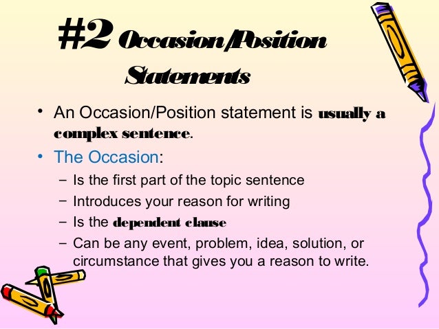 Writing Topic Sentences Writing Topic Sentences
